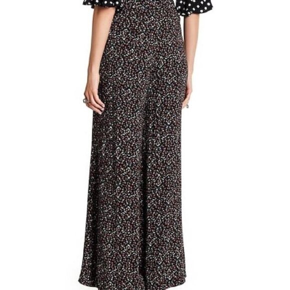 Free People Easy Peasy Black High Rise Wide Leg Pants in Cherry Print 4 - Picture 3 of 6